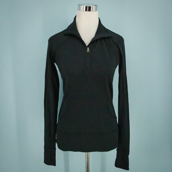 Lululemon Size 4 Black Define Pleated Back 1/2 Zip Long Sleeve Thumbholes Jacket - Picture 1 of 6